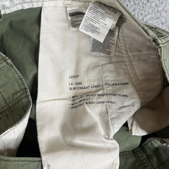 Levi Strauss Cargo Pant Men 38x30 Green Slim Straight Stretch Utility Streetwear - Picture 8 of 16